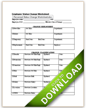 Personnel Status Change Worksheet